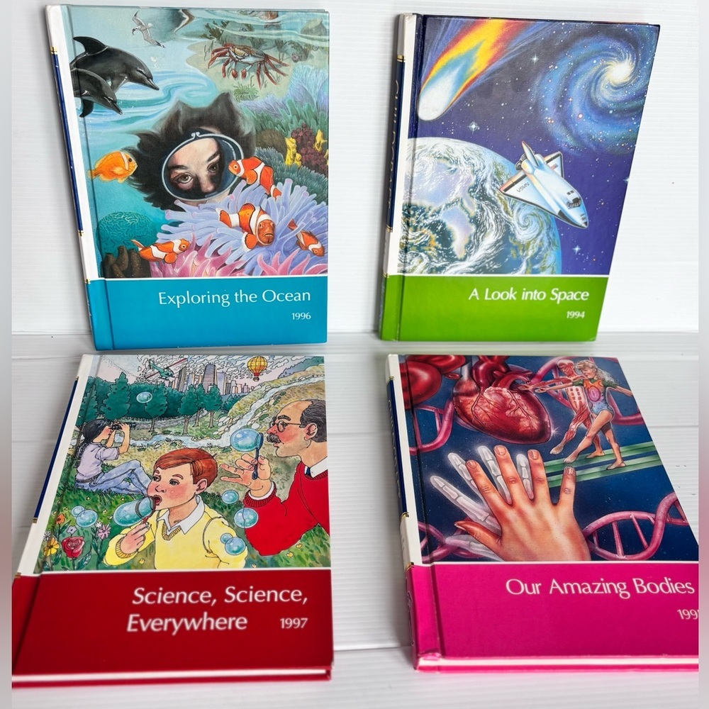 Vintage 90s Science Book Set Kids Ocean Space Body